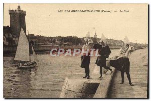 Old Postcard The D & # 39Olonne Sands Folklore harbor