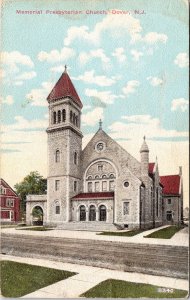 Memorial Presbyterian Church Dover NJ New Jersey Antique Postcard DB PM Cancel 
