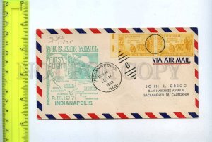 254904 USA Moline Indianapolis First flight 1950 year COVER w/ special postmark