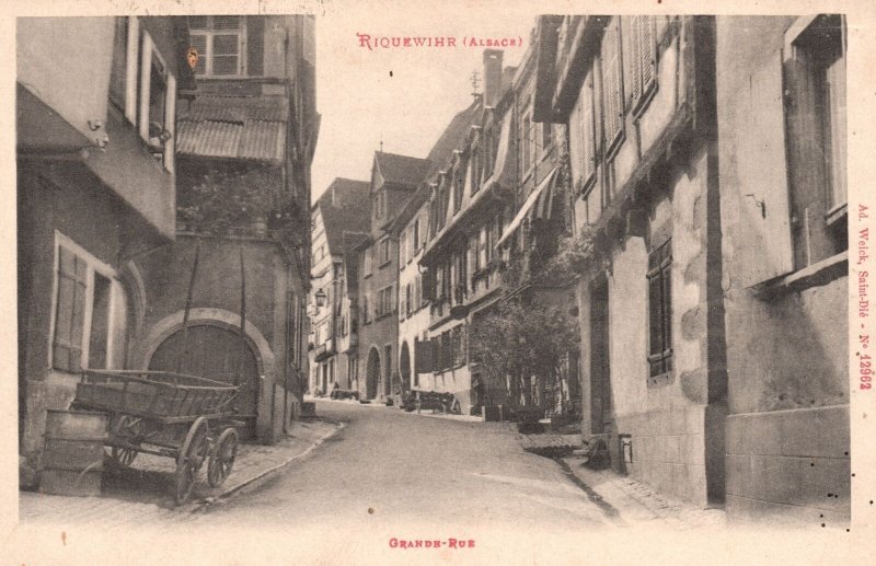 Vintage Postcard Alsace Grande-Rue Pathway Street View Riquewihr France