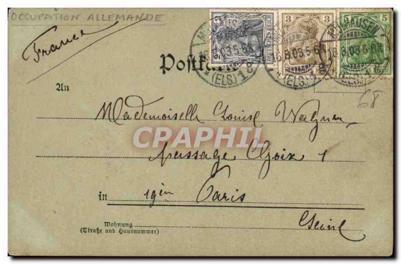 Old Postcard Histroque Map of Mulhouse