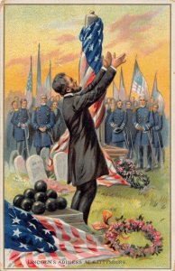 J73/ Patriotic Postcard c1910 President Abraham Lincoln Gettysburg Address 428