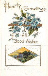 Vintage Postcard Hearty Greetings And All Good Wishes Souvenir Remembrance Card