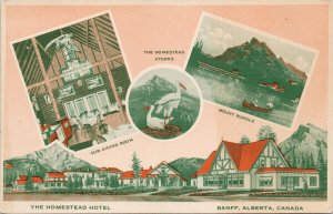 The Homestead Hotel Banff Alberta AB Storks Dining Room Mt Rundle Postcard H5