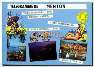 Postcard Moderne Menton Telegram