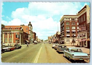 Saskatchewan Canada Postcard Moos Jaw Buildings Army Navy Cars c1950's Vintage