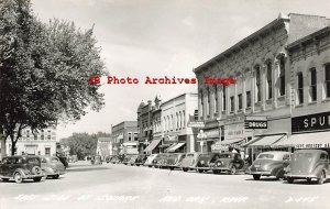 IA, Red Oak, Iowa, RPPC, East Side Of Square, Stores, 40s Cars, Cook No D-145