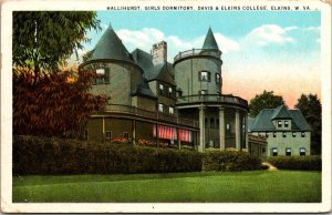 Hallihurst Girls Dormitory, Davis & Elkins College, Elkins WV Postcard Q47