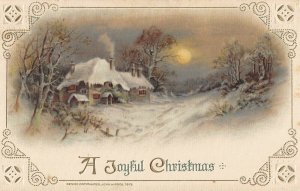 Beautiful moonlit house snow John Winsch c1913 christmas postcard ac152