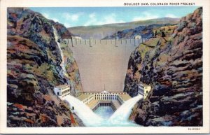 Postcard  AZ - Boulder Dam, Colorado River Project