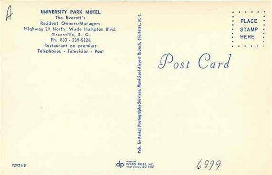 SC, Greenville, South Carolina, University Park Motel, Pool,Dexter Press 92921-B