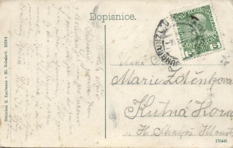 czech, MLADÁ BOLESLAV, Multiview, Market, Gymnasium, Barracks (1910s) Stamp