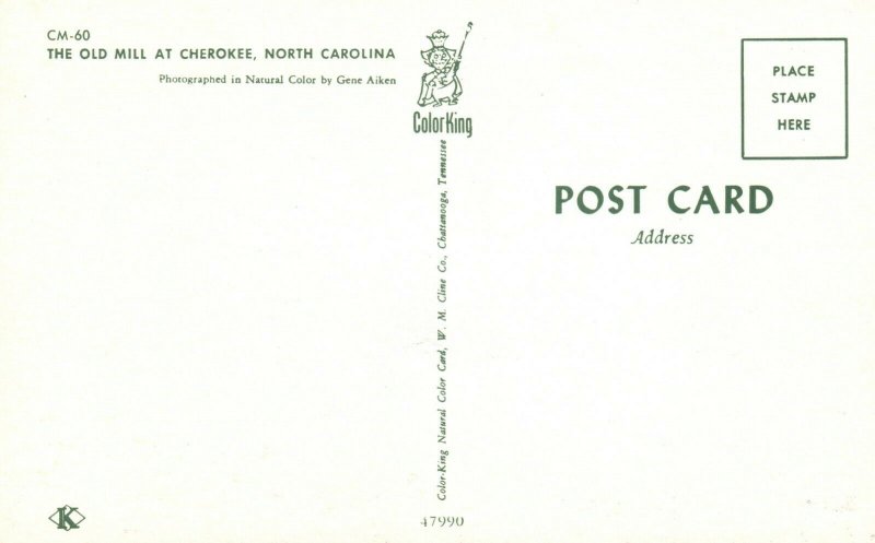 Vintage Postcard The Old Mill at Cherokee North Carolina NC Color King