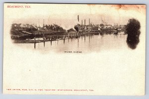 Beaumont Texas River scene harbor old Postcard B902