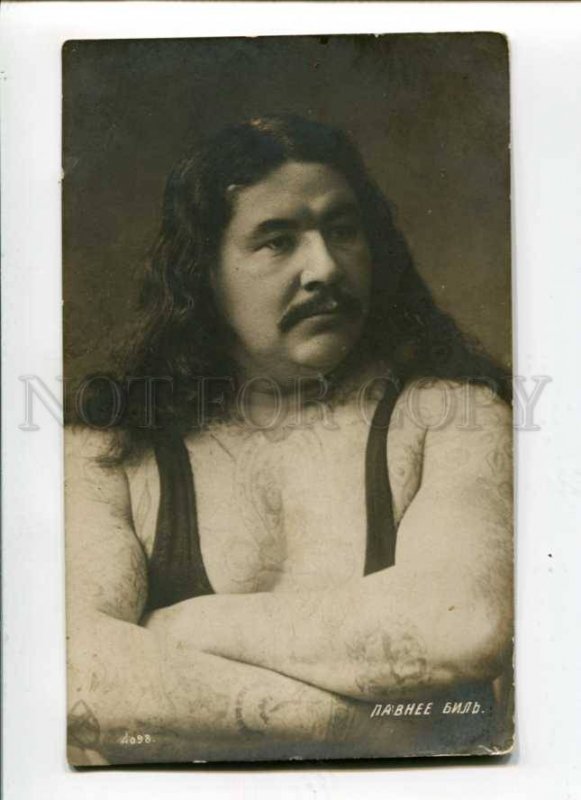 288207 PAWNEE BILL American WRESTLER WRESTLING tattoos PHOTO