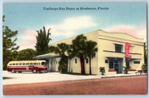 Bradenton Florida FL Postcard Trailways Bus Depot Building 1940 Vintage Unposted