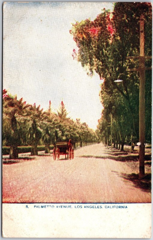Palmetto Avenue Los Angeles California Boulevard Rows Of Plam Trees Postcard
