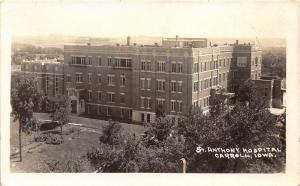 Carroll Iowa~St Anthony Hospital Bird's Eye View~c1930s Real Photo Postcard