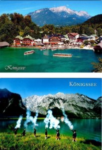2~4X6 Postcards Bavaria, Germany  KONIGSSEE LAKE  City~Boats & PILLORY SHOOTERS