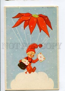 402786 ART DECO Christmas GNOME Parachute by SELLDIN old