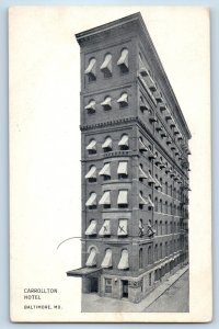 1940 Baltimore Maryland Vintage Postcard Carrollton Hotel Building Street Road