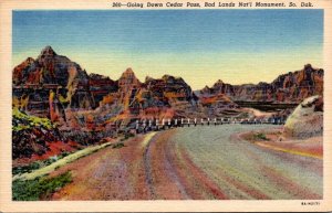 South Dakota Bad LLands National Monument Going Down Cedar Pass Curteich