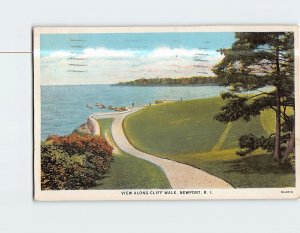 Postcard View Along Cliff Walk Newport Rhode Island USA