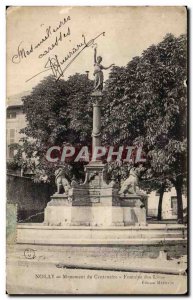 Old Postcard Nolay Centennial Monument Fountain of Lions