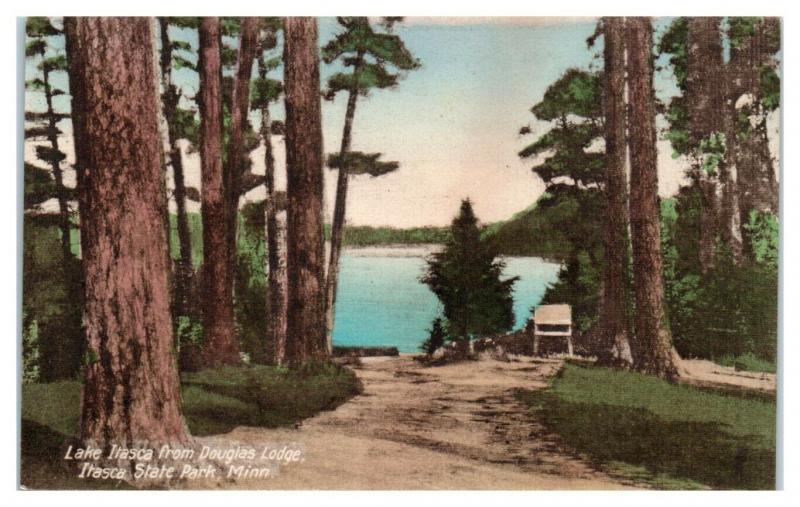 Lake Itasca from Douglas Lodge, Itasca State Park, MN Hand-Colored Postcard *4X