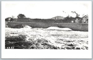 Bellows Falls Vermont 1950s Modern RPPC Real Photo Postcard High Water Train