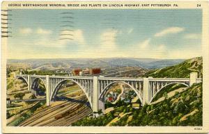 Westinghouse Bridge - Lincoln Highway - East Pittsburgh Pennsylvania - Linen