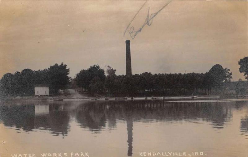 Kendallville Indiana Water Works Park Real Photo Antique Postcard K85259