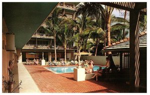 Waikiki Surf Hotel Pool Hawaii Postcard 1965