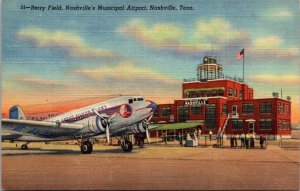 Linen Postcard Berry Field, Nashville's Municipal Airport in Nashville Tennessee