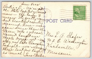 Montpelier Vermont~Observatory @ Hubbard Park~PM 1947~Vintage Linen Postcard