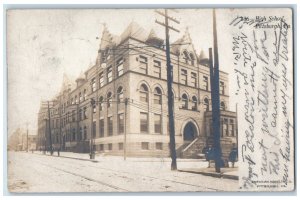 1908 High School Building Pittsburg Pennsylvania PA RPPC Photo Antique Postcard 