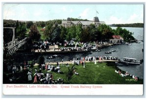 c1905 Port Sandfield Lake Muskoka Ontario Canada Trunk Railway System Postcard