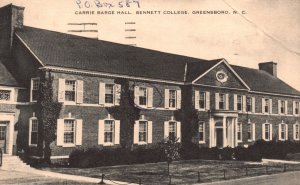 Vintage Postcard 1962 Carrie Barge Hall Building Bennett College Greensboro N.C.