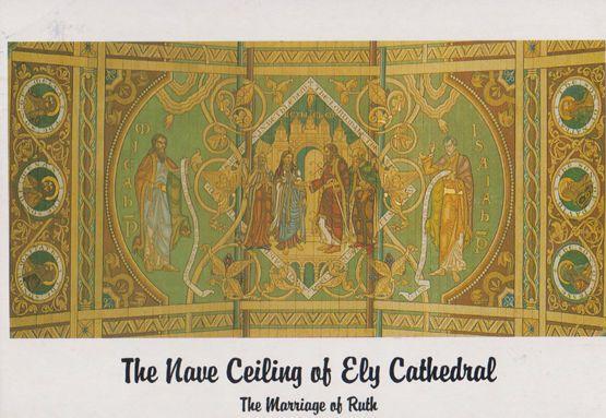 Ely Cathedral The Marriage Of Ruth Nave Ceiling Sculpture East Anglian Postcard