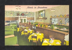 PASADENA CALIFORNIA ROUTE 66 DONO'S RESTAURANT INTERIOR ADVERTISING POSTCARD