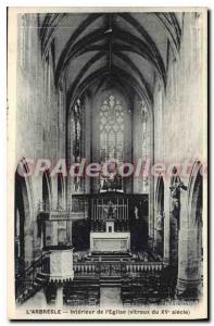 Postcard Old Arbresle Interior of the church windows of century XV