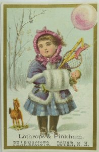 1870's EDW. Ridley & Sons Toy Dolls Engraved Christmas Victorian Trade Card P115