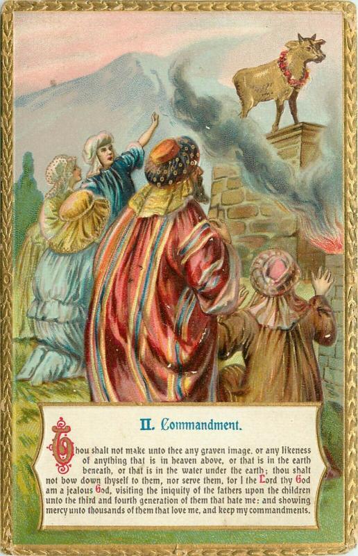 Raphael Tuck Ten Commandment Series No 163 embossed Religious Postcard