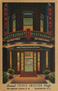 1940s Washington DC Bonat French Cafe Curteich Linen Vintage Postcard