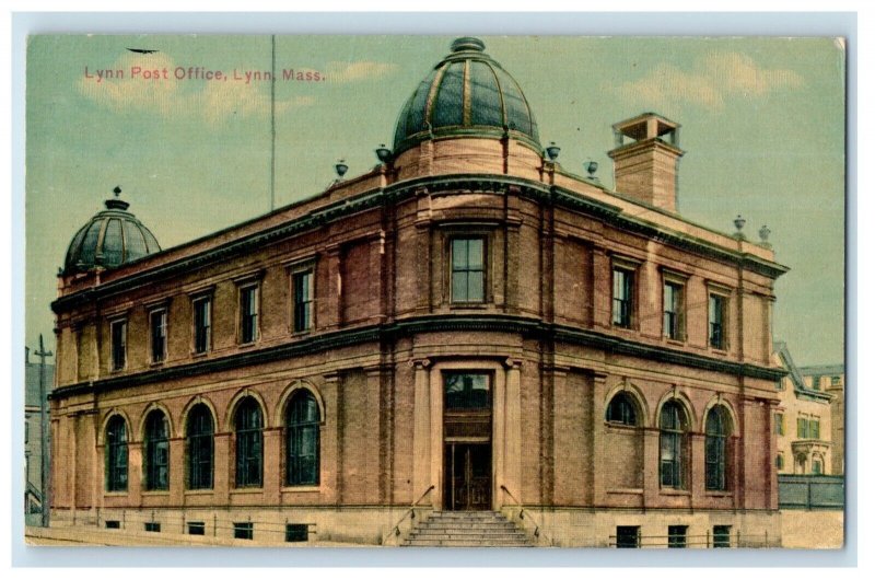 c1910's Lynn Massachusetts MA, Lynn Post Office Building Street View Postcard 