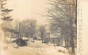 East Calais VT Snow Scene Storefront Houses RPPC