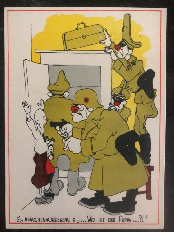 Mint Netherlands Picture Postcard Anti Nazi  people claim Where Is Your Dad? WW2