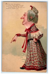 PFB Postcard Old Woman Remembering Her Husband Embossed c1910's Unposted Antique