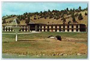 1971 The Fountain Motor Inn Exterior Signage Newcastle Wyoming WY Trees Postcard