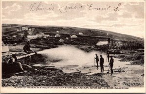 Mining with Hydraulic Lift on Glacier Creek, Nome AK Vintage Postcard T64